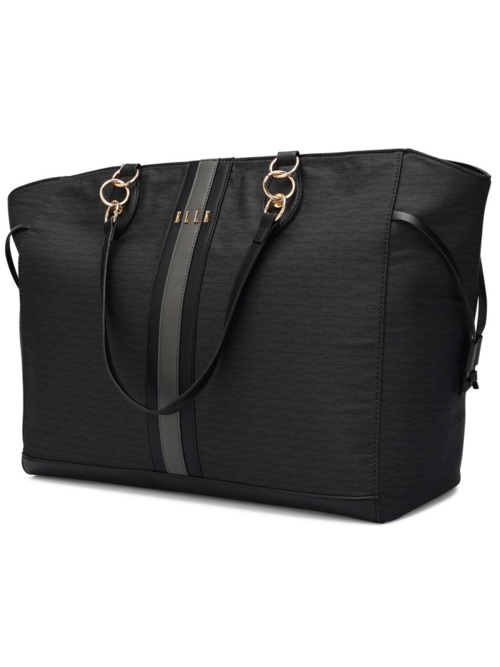 ELLE Luggage Eleganza 32L
Weekender Tote Bag Black
 Travel Gray Stripe travel 🏖️